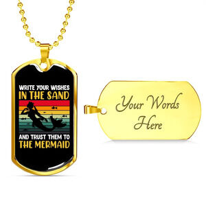 Camper Necklace In The Sand Personalized Engraved Gold Dog Tag Necklace Custom